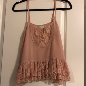 Pink flowy lace tank from Urban outfitters
